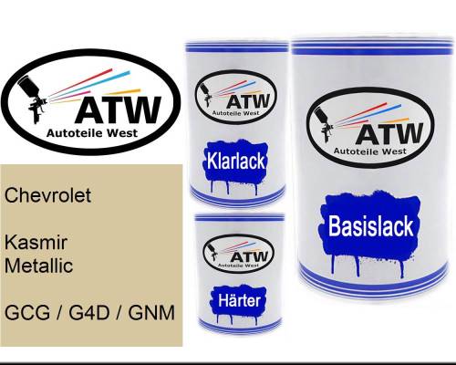 Chevrolet, Kasmir Metallic, GCG / G4D / GNM: 500ml Lackdose + 500ml Klarlack + 250ml Härter - Set, von ATW Autoteile West.